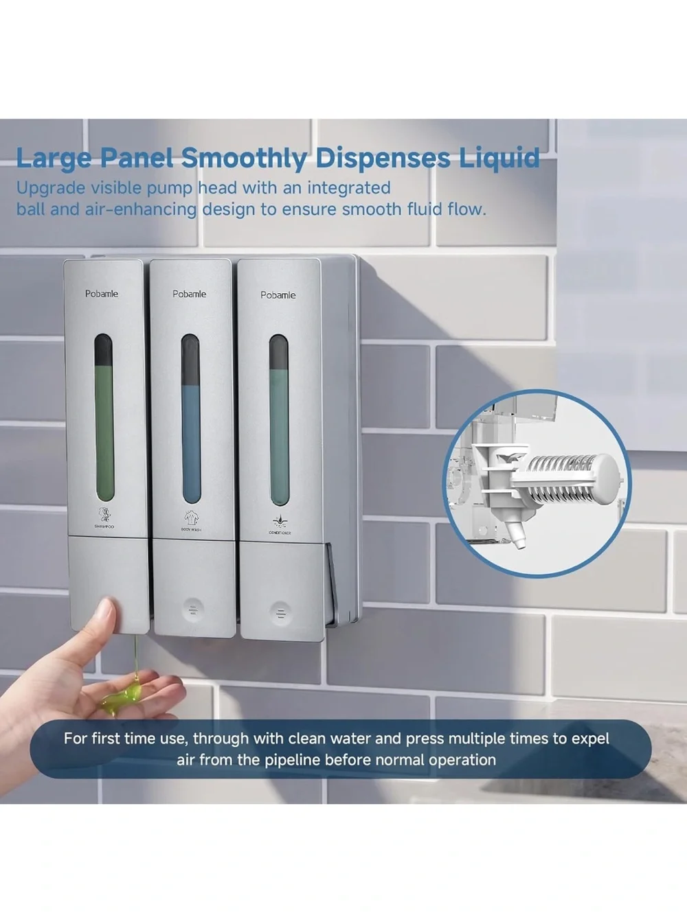 Shampoo and conditioner dispenser - shower soap dispenser wall mounted no drill